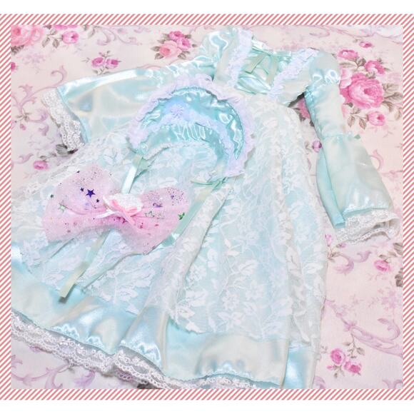 BJD Azone Obitsu 50 S Bust Alice A Dream of Princess Lolita Dress Bonnet Outfit - Picture 4 of 9